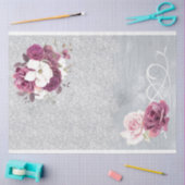 Silver & Plum Floral Lace Tissue Paper Tissuepapier (Craft)