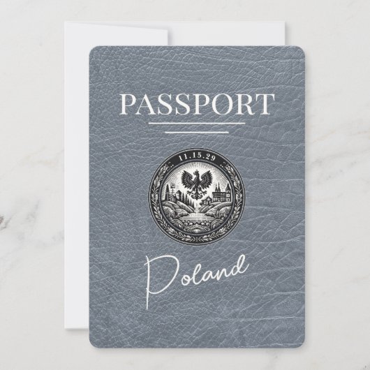 Silver Poland Passport Save the Date (Voorkant)