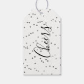 Silver Polka Dot Confetti Happy New Year Gift Labe Cadeaulabel (Voorkant)