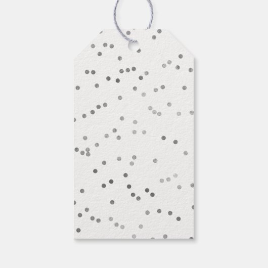 Silver Polka Dot Confetti Happy New Year Gift Labe Cadeaulabel (Achterkant)