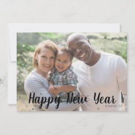 Silver Polka Dot Happy Nieuwjaarsfotokaart Feestdagenkaart