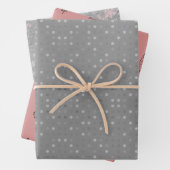 Silver Polka Dot Silver Christmas Trees Snowflakes Inpakpapier Vel (In situ)