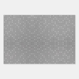 Silver Polka Dot Silver Christmas Trees Snowflakes Inpakpapier Vel
