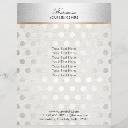 Silver Polka Dots Classy Linen Salon Spa Brochures (Voorkant)