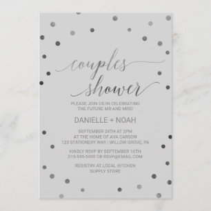 Silver Polka Dots Couples Shower Kaart