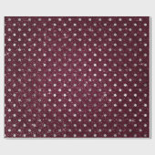 Silver Polka Dots Gray Glitter Beet Burgundy Cadeaupapier (Vlak)