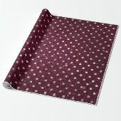 Silver Polka Dots Gray Glitter Beet Burgundy Cadeaupapier (Uitgerold)