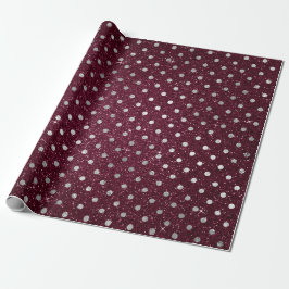 Silver Polka Dots Gray Glitter Beet Burgundy Cadeaupapier