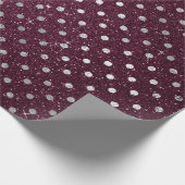 Silver Polka Dots Gray Glitter Beet Burgundy Cadeaupapier (Hoek)