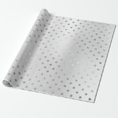 Silver Polka Dots Monochromatische Grijze Staal Cadeaupapier (Uitgerold)