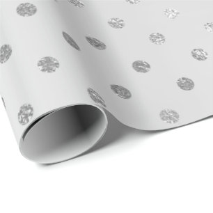 Silver Polka Dots Monochromatische Grijze Staal Cadeaupapier