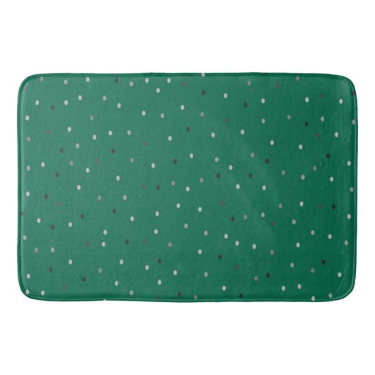 Silver Polka Dots on Green Badmat (Voorkant)