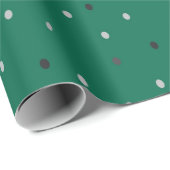 Silver Polka Dots on Green Cadeaupapier (Rol Hoek)