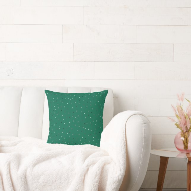 Silver Polka Dots on Green Kussen (Bank)