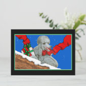 Silver Poodle-kerstkaart/uitnodiging Kaart (Staand voorkant)