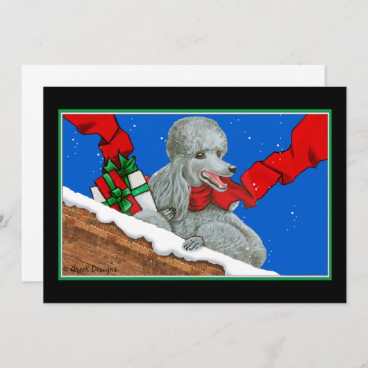 Silver Poodle-kerstkaart/uitnodiging Kaart (Voorkant / Achterkant)