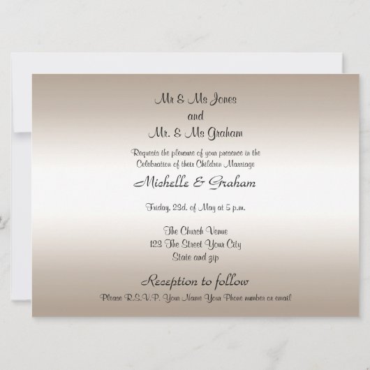 Silver Popular Elegant Wedding Invitation Kaart (Achterkant)