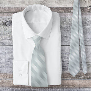Silver Powder Blue Grey Striped Stropdas