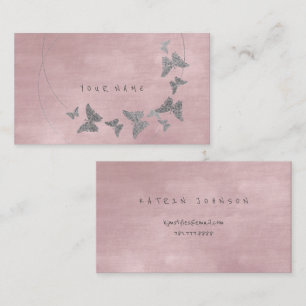 Silver Powder Blush Ballet Pink Butterfly Vip Visitekaartje