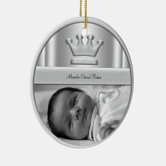 Silver Prince Crown Baby Boy Foto Ornament (Rechts)