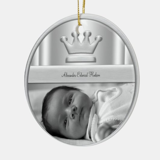 Silver Prince Crown Baby Boy Foto Ornament (Links)