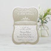 Silver Princess Crown Spirals Birthday Kaart (Staand voorkant)