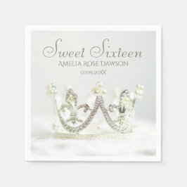 Silver Princess Crown Sweet Sixteen Party Decor Servet