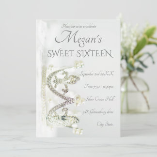 Silver Princess Elegant Modern Sweet Sixteen Kaart
