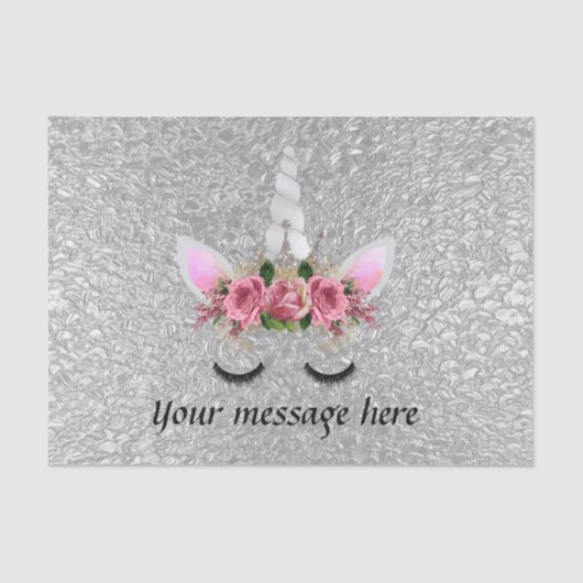 Silver princess unicorn voegt berichtenweefsel toe tissuepapier (Voorkant)