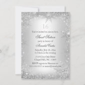 Silver Princess Winter Wonderland Sweet 16 Invite Kaart (Achterkant)