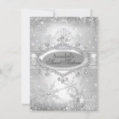 Silver Princess Winter Wonderland Sweet 16 Invite Kaart (Voorkant)