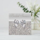 Silver Printen Sequins Bow & Diamond Vrijgezellenf Kaart (Staand voorkant)