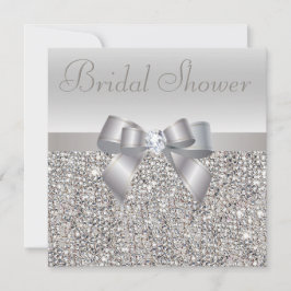 Silver Printen Sequins Bow & Diamond Vrijgezellenf Kaart