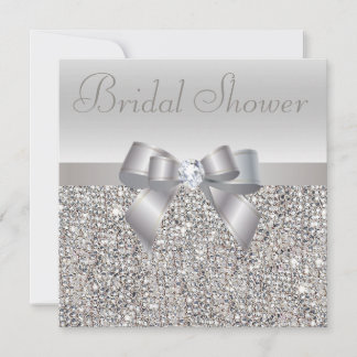 Silver Printen Sequins Bow & Diamond Vrijgezellenf Kaart