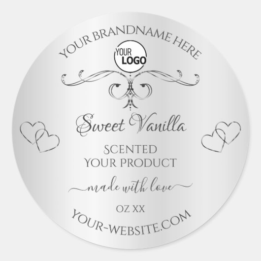  Silver Product Labels  hoeken Logo (Voorkant)