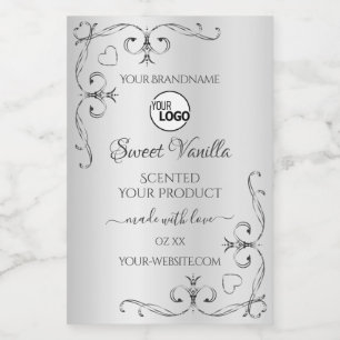 Silver Product Labels hoeken Logo Voedselcontainer Etiket