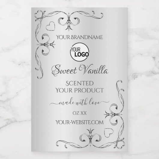  Silver Product Labels  hoeken Logo Voedselcontainer Etiket (Enkel label)