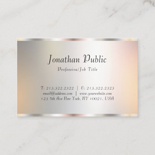 Silver Professional Elegant Sjabloon Modern Script Visitekaartje (Achterkant)