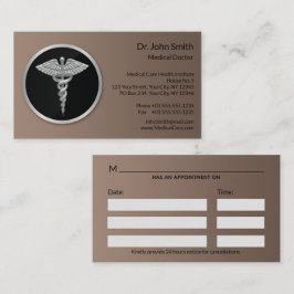 Silver Professional Medical Caduceus Afsprakenkaartje