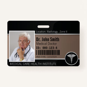 Silver Professional Medical Caduceus Foto ID Badge