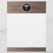 Silver Professional Medical Caduceus - Letterhead Briefhoofd Sjabloon (Voorkant)