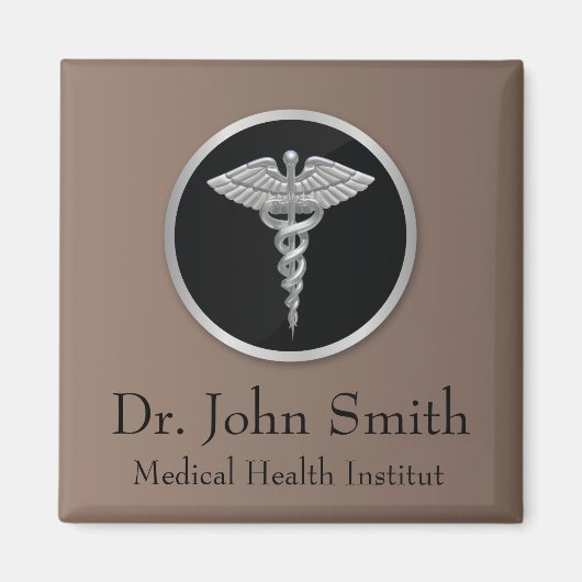 Silver Professional Medical Caduceus - Magnet (Voorkant)
