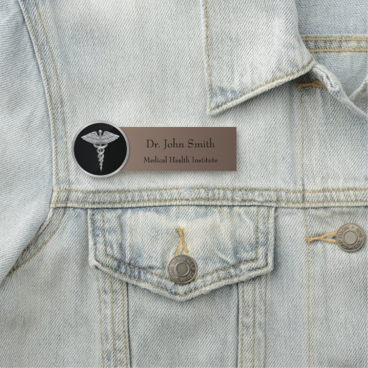 Silver Professional Medical Caduceus Naamplaatje (In situ)