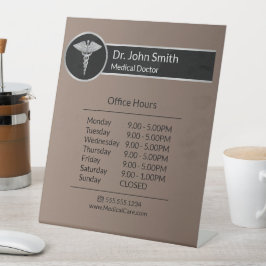 Silver Professional Medical Caduceus Openingstijde Reclamebord Met Voetstuk