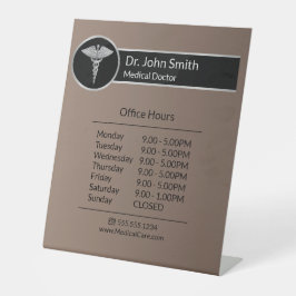 Silver Professional Medical Caduceus Openingstijde Reclamebord Met Voetstuk