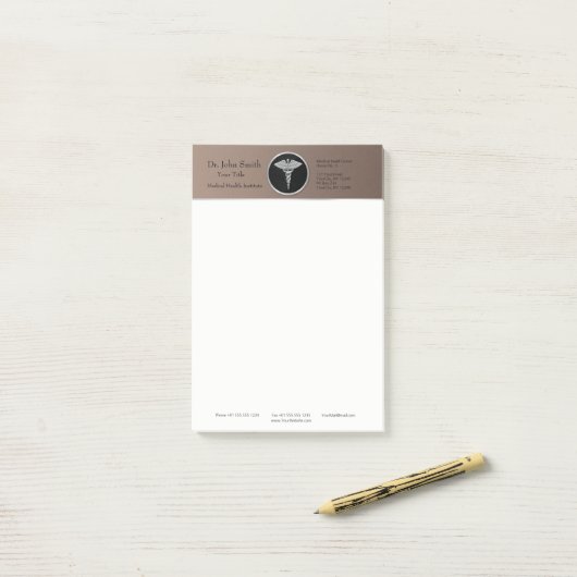 Silver Professional Medical Caduceus Post-it® Note (Op bureau)