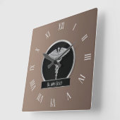 Silver Professional Medical Caduceus Vierkante Klok (Hoek)