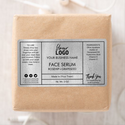 Silver Professional Modern Face Serum Etiket (Insitu)