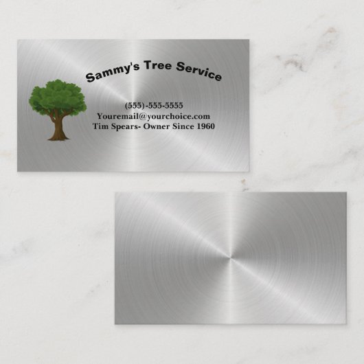 Silver Professional Tree Trimming Service Business Visitekaartje (Voorkant / Achterkant)