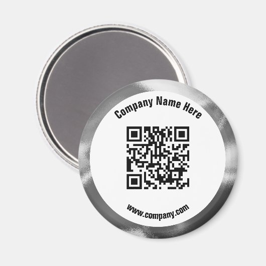 Silver Promotional Business Name QR-code Magneet (Voorkant / Achterkant)